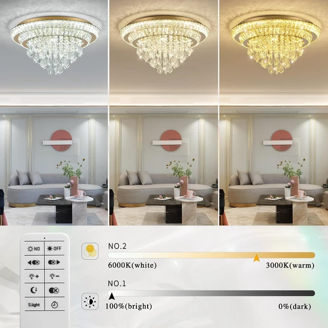 Alt view image 3 of 7 - Crystal Ceiling Light Smart Flush Mount Chandelier for Dining Room