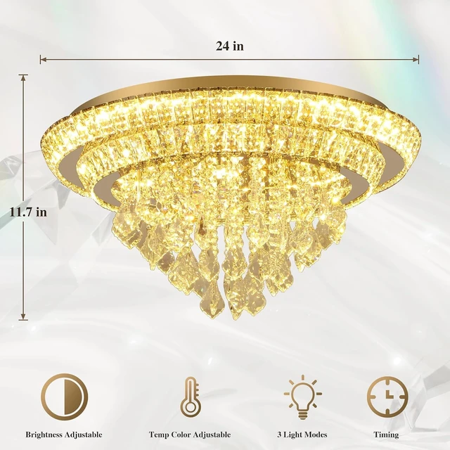 Alt view image 4 of 7 - Crystal Ceiling Light Smart Flush Mount Chandelier for Dining Room