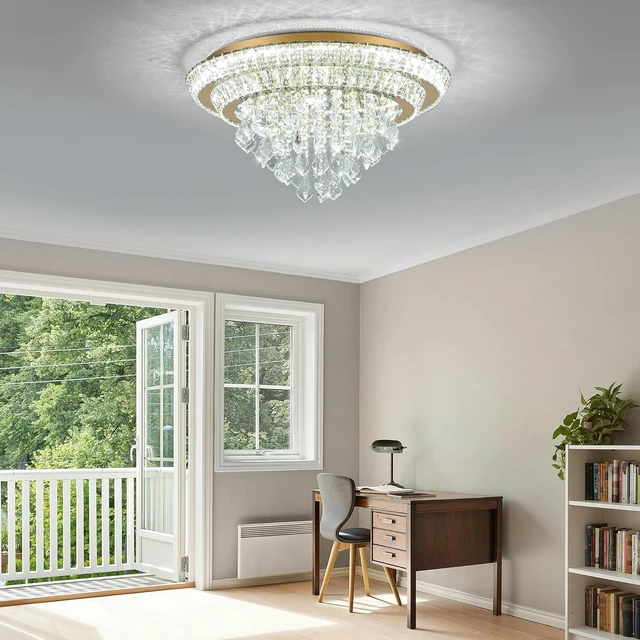 Alt view image 7 of 7 - Crystal Ceiling Light Smart Flush Mount Chandelier for Dining Room