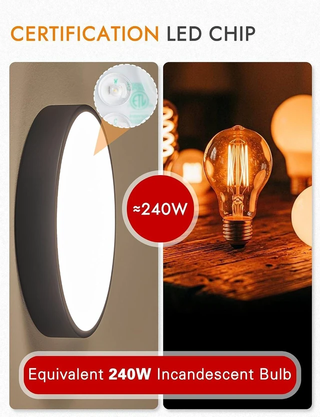 Alt view image 7 of 7 - 11.8 Inch Hallway LED Low Profile Flush Mount Ceiling Light Fixture