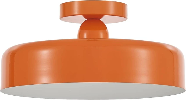 Main image of VILUXY Vintage Semi-Flush Mount Ceiling Light Fixture Orange Brush Paint Finish Round Ceiling Lamps for Bedroom, Dining Room, Corridor, Living Room