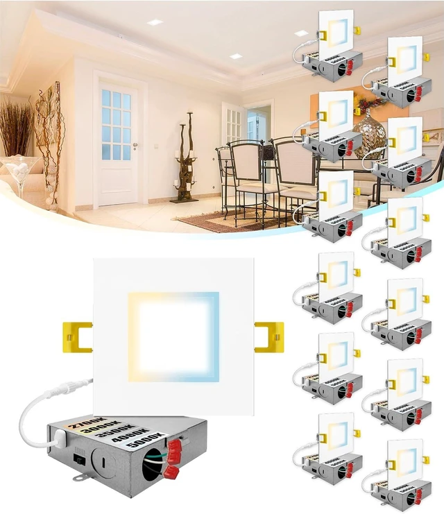 Main image of NUWATT 12 Pack Canless 6 Inch LED Square Recessed Lighting 2700K-5000K, ETL