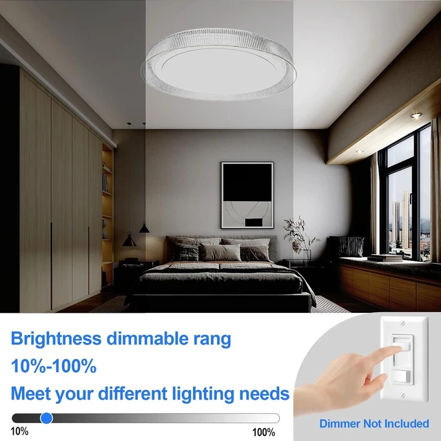 Alt view image 4 of 7 - 16-Inch LED Flush Mount Ceiling Light, Textured Acrylic, White