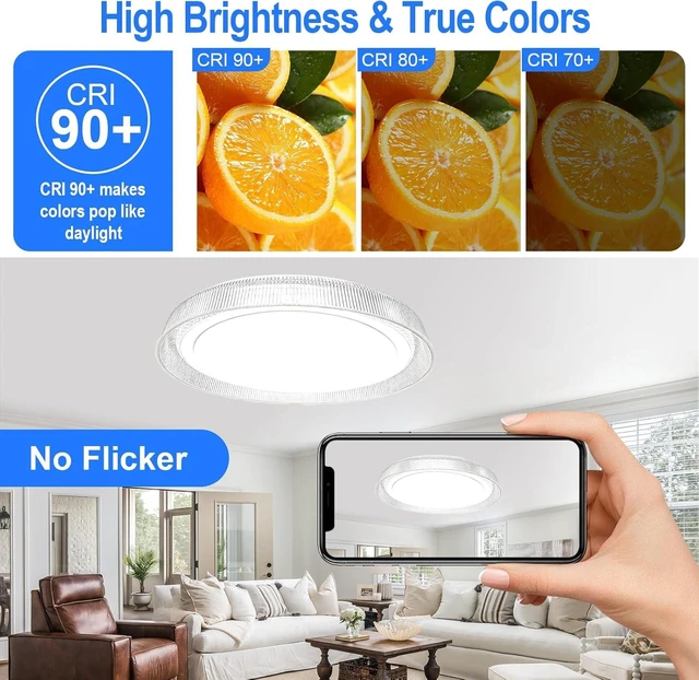 Alt view image 5 of 7 - 16-Inch LED Flush Mount Ceiling Light, Textured Acrylic, White