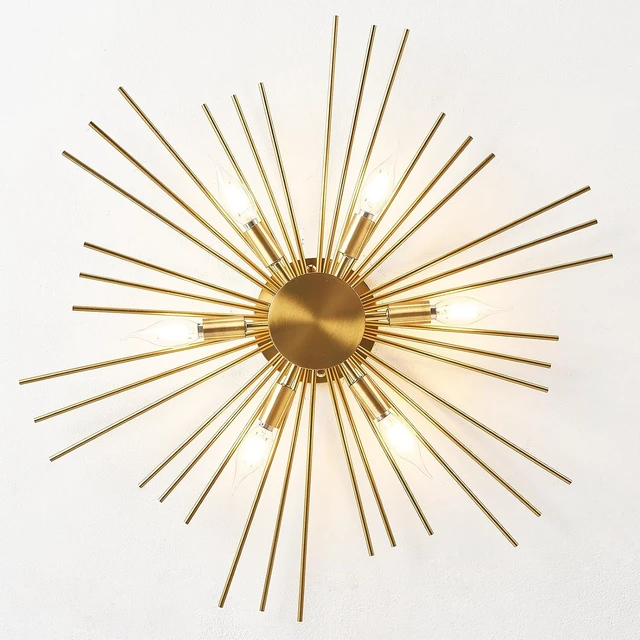 Alt view image 6 of 7 - 6 Lights Dimmable Flush Mount Ceiling Light,E12 Ceiling Light Fixture,27.6