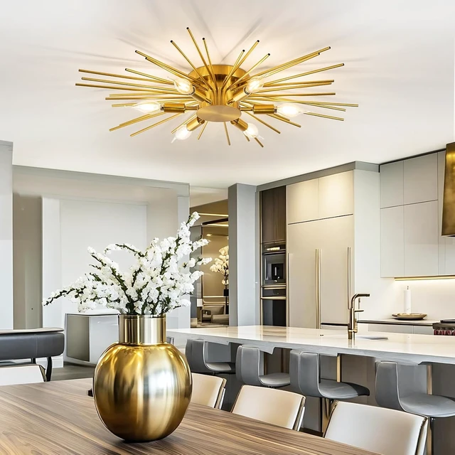 Alt view image 7 of 7 - 6 Lights Dimmable Flush Mount Ceiling Light,E12 Ceiling Light Fixture,27.6