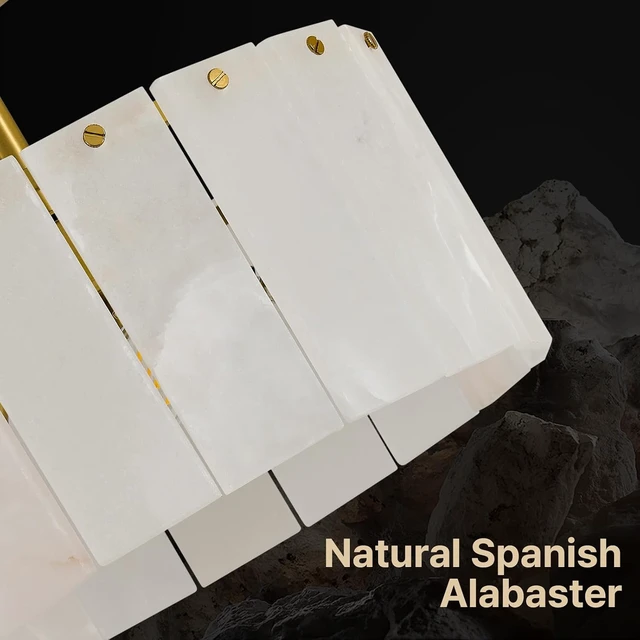 Alt view image 3 of 7 - Modern Alabaster Ceiling Light, 11.8" Small Marble Light Fixture