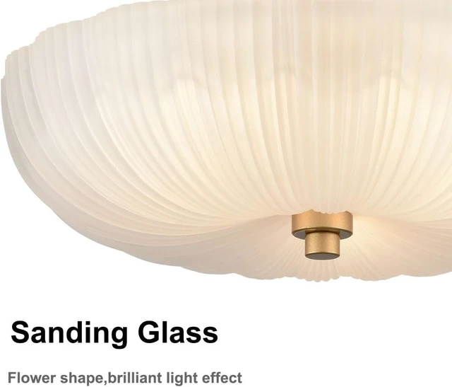 Alt view image 5 of 7 - DIRYZON 12 Inch Gold Semi Flush Mount Ceiling Light with Frosted Glass