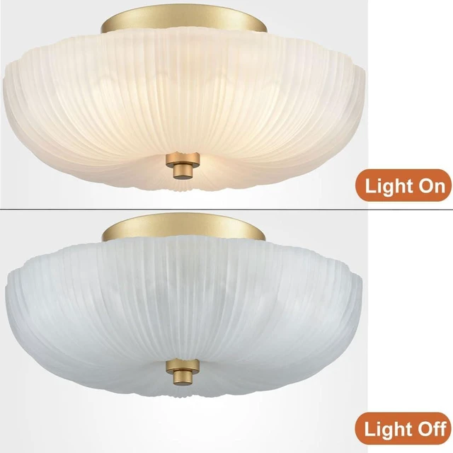 Alt view image 7 of 7 - DIRYZON 12 Inch Gold Semi Flush Mount Ceiling Light with Frosted Glass