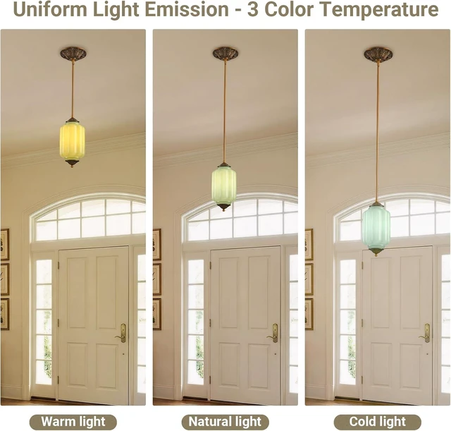 Alt view image 2 of 7 - LOUSACE 5.5 in Vintage Milk Glass Ceiling Light Fixture, Antique Green Semi Flush Mount Milk Glass Pendant Light, Farmhouse Ceiling Light for Kitchen Hallway Dining Room, LED Bulb Included
