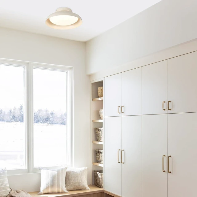 Alt view image 2 of 7 - Dimmable LED Ceiling Light, Brass Accent, 15.7 inch Semi Flush Mount