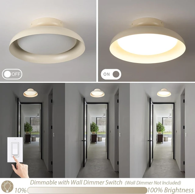 Alt view image 4 of 7 - Dimmable LED Ceiling Light, Brass Accent, 15.7 inch Semi Flush Mount