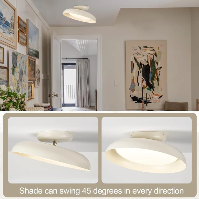 Alt view image 5 of 7 - Dimmable LED Ceiling Light, Brass Accent, 15.7 inch Semi Flush Mount