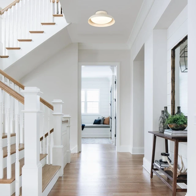 Alt view image 6 of 7 - Dimmable LED Ceiling Light, Brass Accent, 15.7 inch Semi Flush Mount