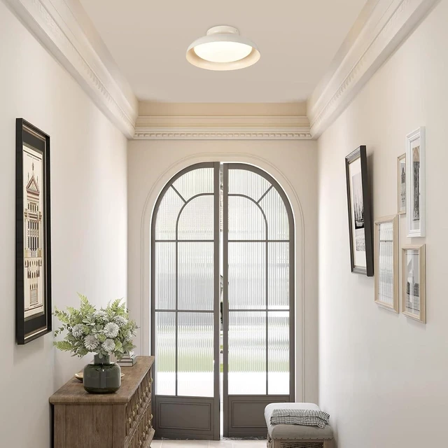 Alt view image 7 of 7 - Dimmable LED Ceiling Light, Brass Accent, 15.7 inch Semi Flush Mount