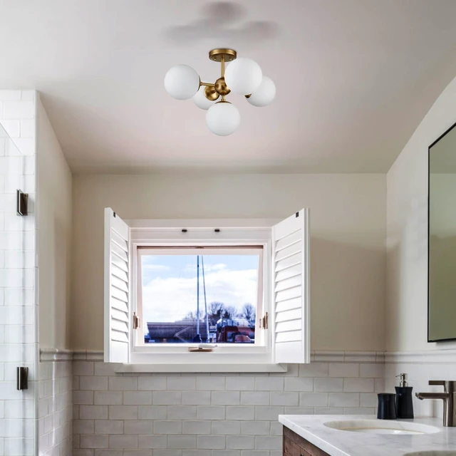 Alt view image 3 of 7 - DIRYZON Mid Century Modern 5-Light Semi Flush Mount Ceiling Light