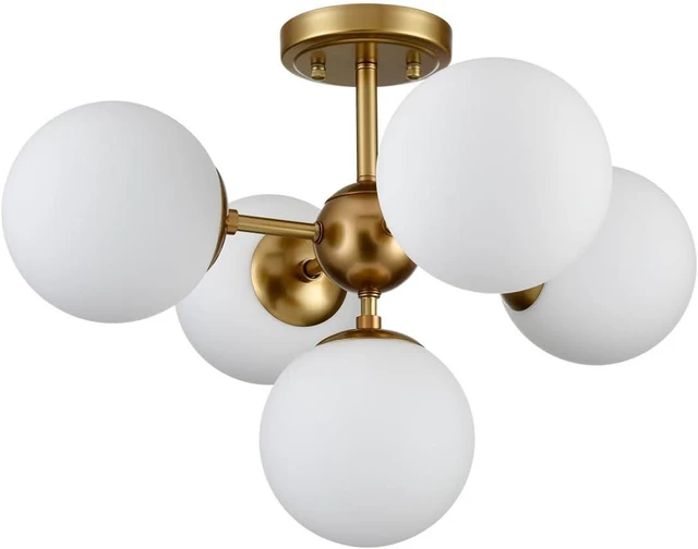 Alt view image 4 of 7 - DIRYZON Mid Century Modern 5-Light Semi Flush Mount Ceiling Light