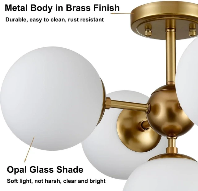 Alt view image 5 of 7 - DIRYZON Mid Century Modern 5-Light Semi Flush Mount Ceiling Light