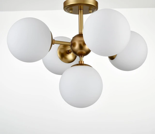 Alt view image 7 of 7 - DIRYZON Mid Century Modern 5-Light Semi Flush Mount Ceiling Light