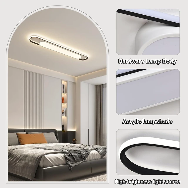 Alt view image 2 of 7 - 4Ft Smart Modern LED Ceiling Lights,65W High Brightness Linear Flush Mount Light Fixture,48" Dimmable Led Ceiling Lamp with Remote Control for Kitchen,Garage,Hallway,Laundry,Study Room.