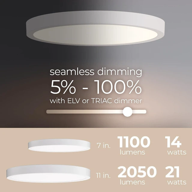 Alt view image 4 of 7 - Builder Essential Round LED 11in Flush Mount 21W 2,050 Lumens with 5-CCT Selectability 2700-3000-3500-4000-5000K in White