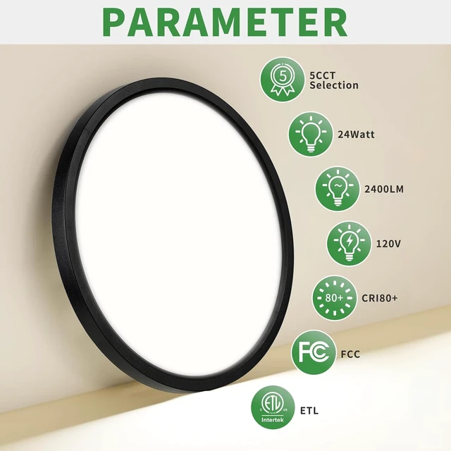 Alt view image 2 of 7 - 12PK 11.4 inch LED Flush Mount Ceiling Light White,24W,2400LM,5CCT