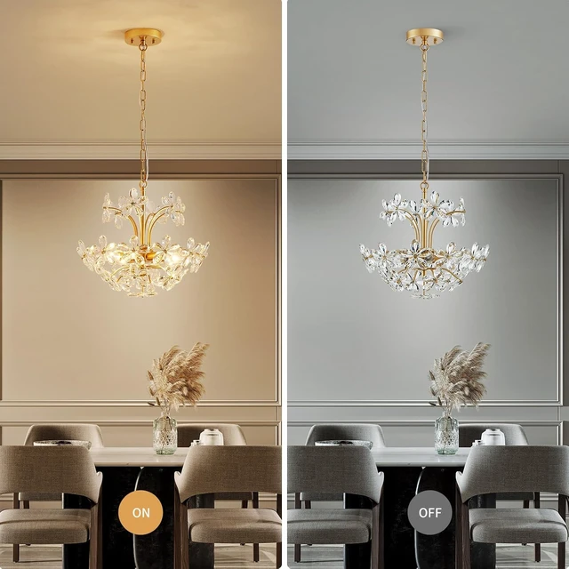 Alt view image 4 of 7 - WUZUPS Crystal Chandelier Pendant Flushmount Ceiling Light Modern Lighting Fixture for Bedroom Hallway Bar Kitchen Bathroom, H 15.7" x W 17.7", Gold, E12 Base