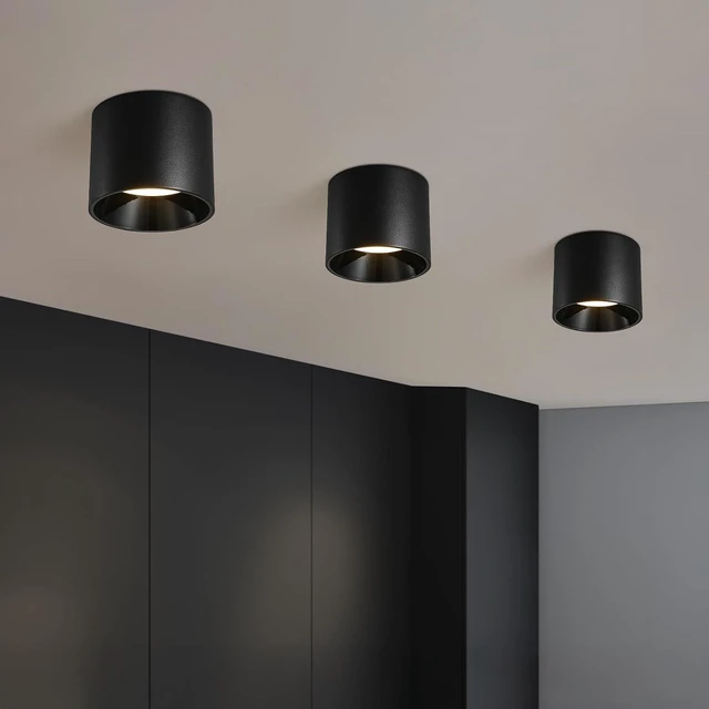 Main image of Flush Mount Ceiling Light Fixture, LED 20W Dimmable & 3000K/4000K/6000K Adjustable Ceiling Lights, Modern Black Cylinder Ceiling Light for Hallway Kitchen Living Room Closet, 4.7 Inch, 3 Pack
