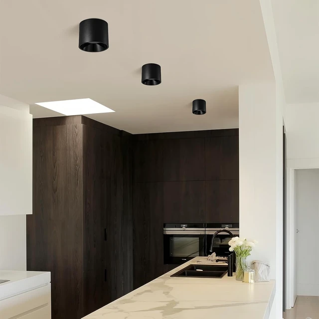 Alt view image 3 of 7 - Flush Mount Ceiling Light Fixture, LED 20W Dimmable & 3000K/4000K/6000K Adjustable Ceiling Lights, Modern Black Cylinder Ceiling Light for Hallway Kitchen Living Room Closet, 4.7 Inch, 3 Pack