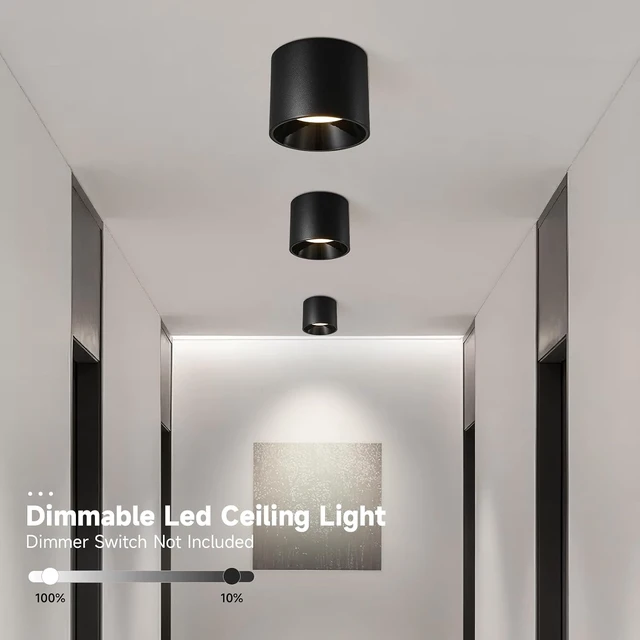 Alt view image 7 of 7 - Flush Mount Ceiling Light Fixture, LED 20W Dimmable & 3000K/4000K/6000K Adjustable Ceiling Lights, Modern Black Cylinder Ceiling Light for Hallway Kitchen Living Room Closet, 4.7 Inch, 3 Pack