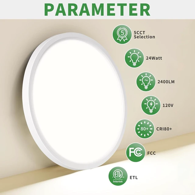 Alt view image 2 of 7 - 12PK 11.4 inch LED Flush Mount Ceiling Light White,24W,2400LM,5CCT