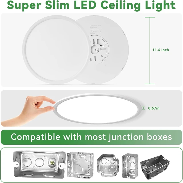 Alt view image 4 of 7 - 12PK 11.4 inch LED Flush Mount Ceiling Light White,24W,2400LM,5CCT