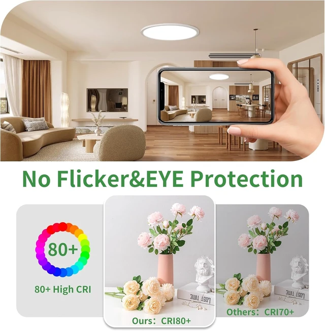 Alt view image 6 of 7 - 12PK 11.4 inch LED Flush Mount Ceiling Light White,24W,2400LM,5CCT