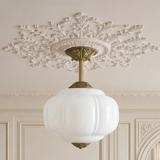 Main image of AUTELO 15" Milk Glass Ceiling Light, Semi Flush Mount Ceiling Light