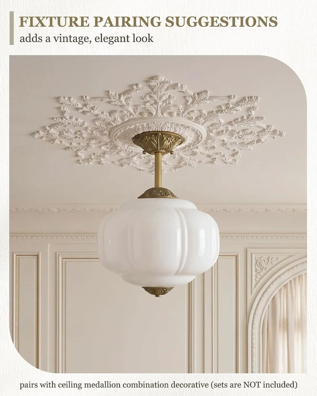 Alt view image 6 of 7 - AUTELO 15" Milk Glass Ceiling Light, Semi Flush Mount Ceiling Light
