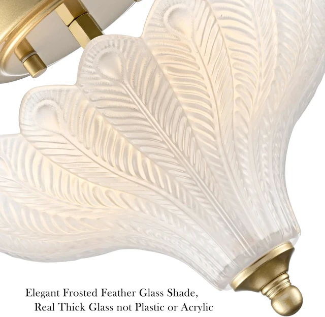 Alt view image 2 of 7 - CLAXY 2-Light Gold Semi Flush Mount Ceiling Light with Frosted Glass Shade