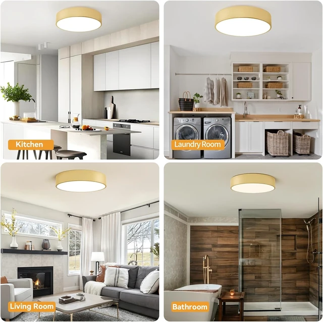 Alt view image 4 of 7 - dimmable LED Ceiling Light Fixture,15.8" 36W,Gold Ceiling Lights