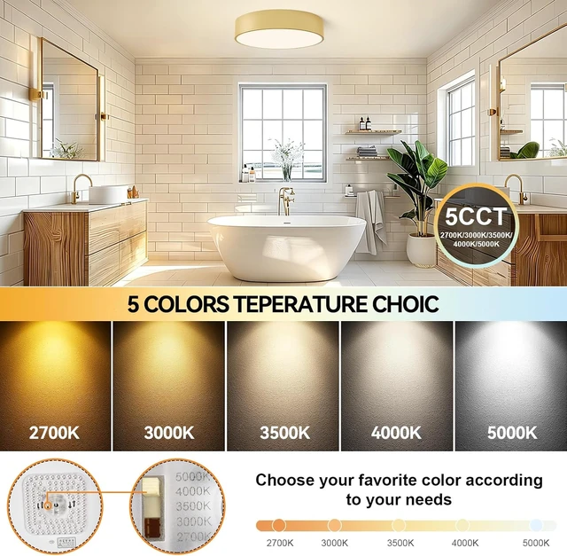 Alt view image 3 of 7 - dimmable LED Ceiling Light Fixture,15.8" 36W,Gold Ceiling Lights