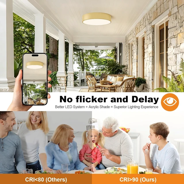 Alt view image 2 of 7 - dimmable LED Ceiling Light Fixture,15.8" 36W,Gold Ceiling Lights