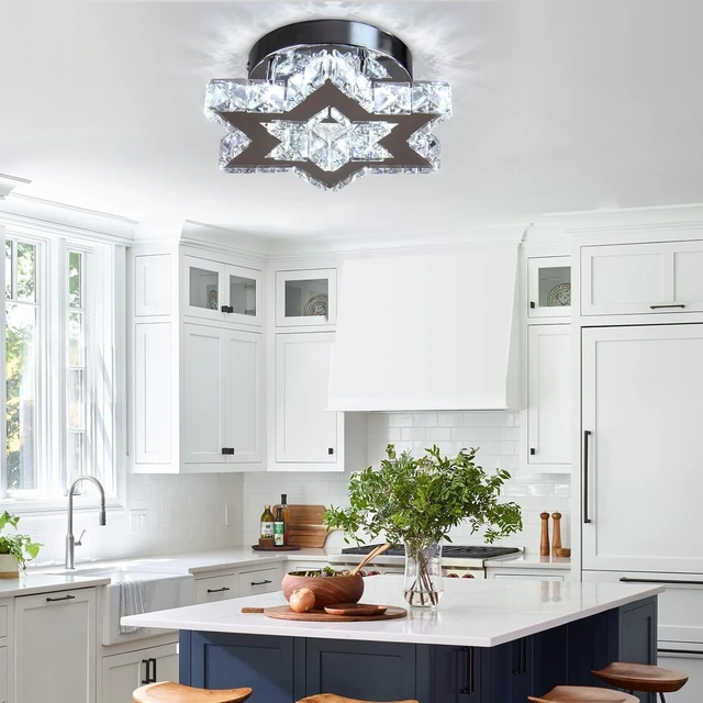 Alt view image 3 of 7 - Crystal Ceiling Light, Star Flush Mount LED, Cool White