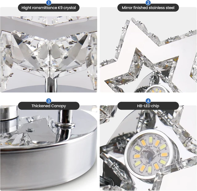 Alt view image 6 of 7 - Crystal Ceiling Light, Star Flush Mount LED, Cool White