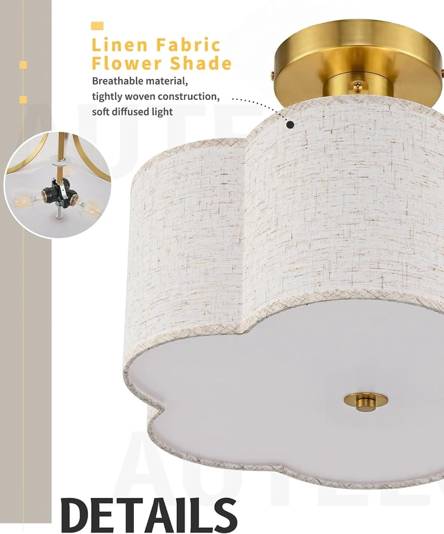 Alt view image 4 of 7 - AUTELO 3-Light Modern Semi Flush Mount Ceiling Light Fixture,12.6 Inch