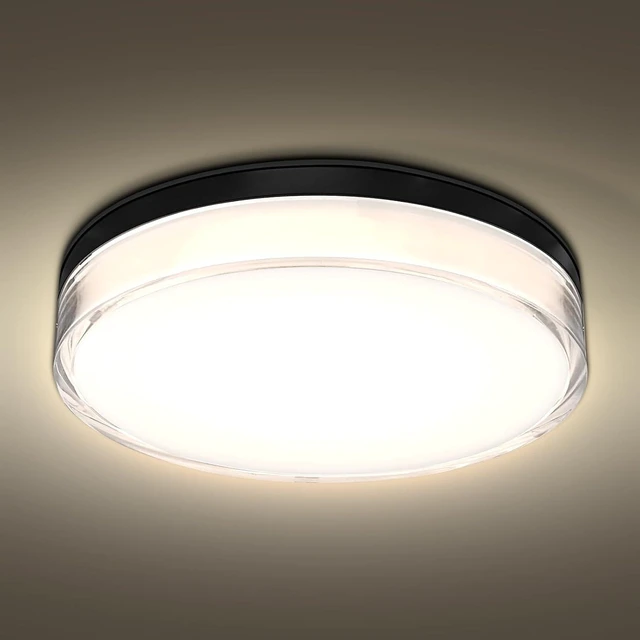 Main image of LUXRITE 7 Inch LED Outdoor Flush Mount Light, 15W, 1000LM, Black (1 Pack)