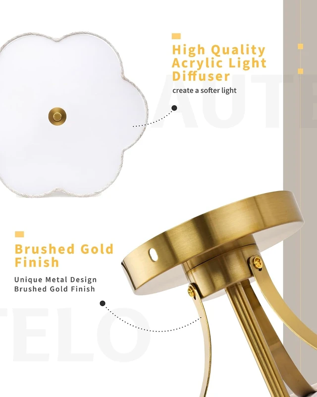 Alt view image 5 of 7 - AUTELO 3-Light Modern Semi Flush Mount Ceiling Light Fixture,12.6 Inch