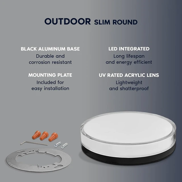 Alt view image 4 of 7 - LUXRITE 7 Inch LED Outdoor Flush Mount Light, 15W, 1000LM, Black (1 Pack)