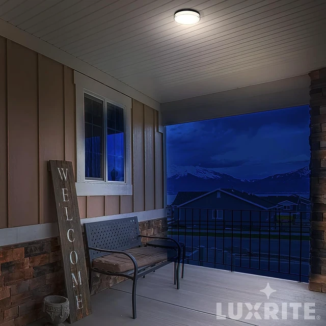 Alt view image 6 of 7 - LUXRITE 7 Inch LED Outdoor Flush Mount Light, 15W, 1000LM, Black (1 Pack)