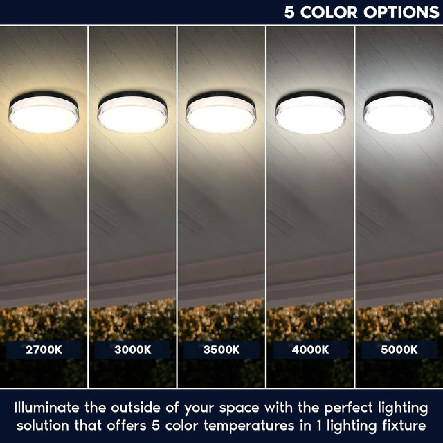 Alt view image 2 of 7 - LUXRITE 7 Inch LED Outdoor Flush Mount Light, 15W, 1000LM, Black (1 Pack)