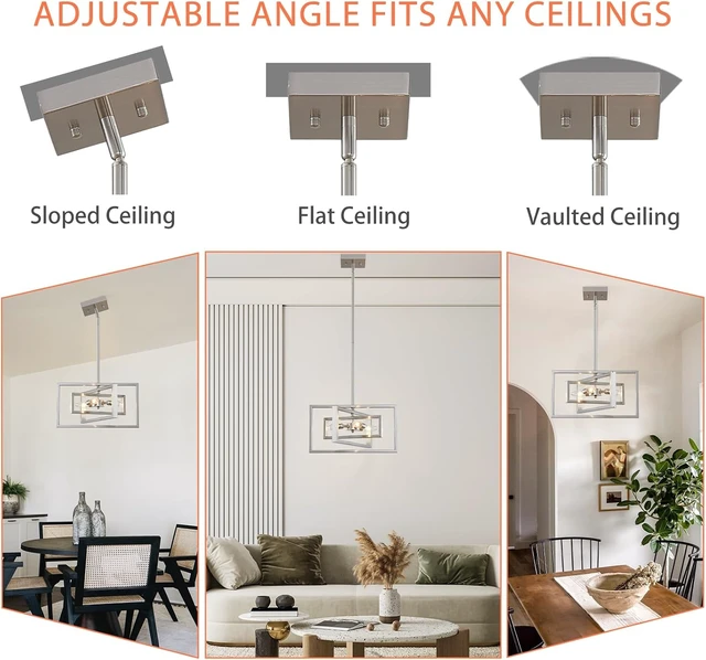 Alt view image 3 of 7 - Modern Brushed Nickel Ceiling Light Fixture Modern 3 Lights Semi Flush Mount Ceiling Lights for Dining Room Bedroom Living Room Kitchen Entry Foyer