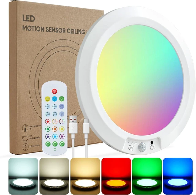 Main image of 8000mAh Rechargeable RGBCW Motion Sensor Ceiling Light, Tunable White & RGB