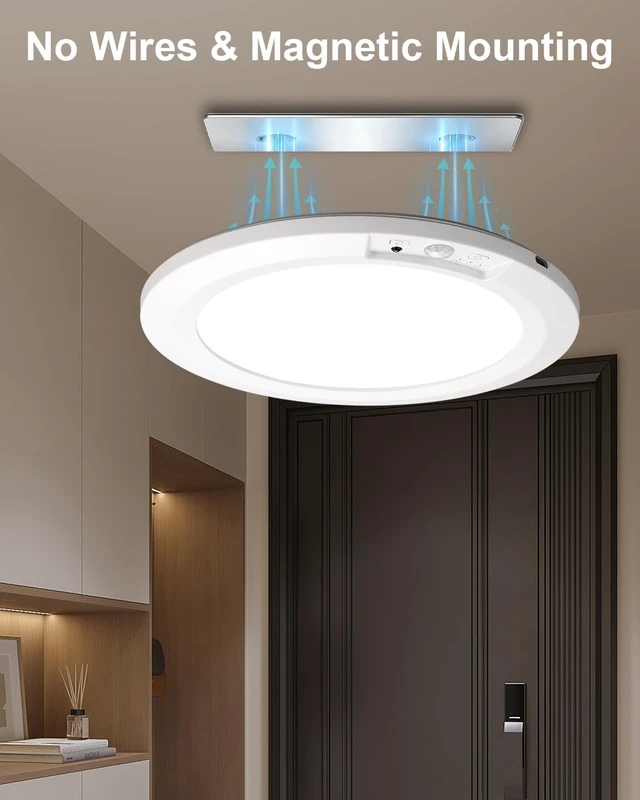 Alt view image 4 of 7 - 8000mAh Rechargeable RGBCW Motion Sensor Ceiling Light, Tunable White & RGB